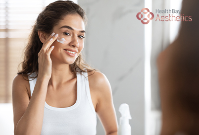 A woman doing skin care